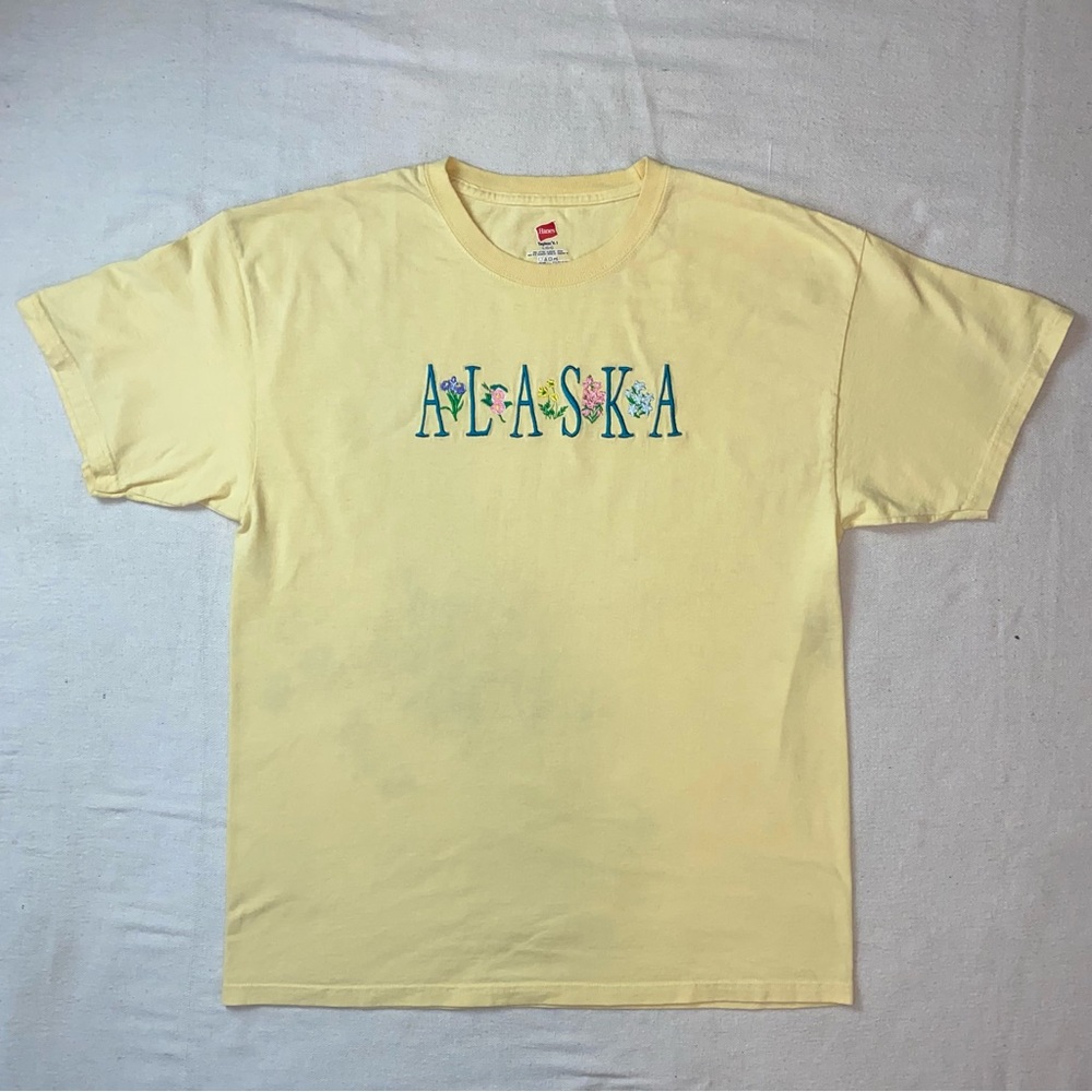 Yellow Alaska Embroidered T-Shirt
